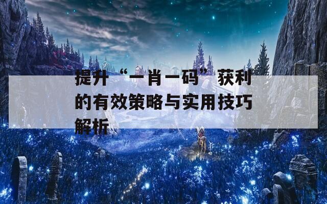 提升“一肖一碼”獲利的有效策略與實用技巧解析  第1張